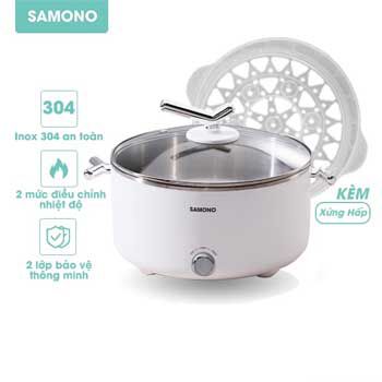 Nồi lẩu điện đa năng 3 lít SAMONO SW-DG02 (Màu Trắng)